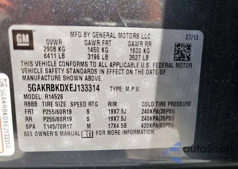 2014 Buick Enclave from USA, damaged, VIN 5GAKRBKDXEJ133314